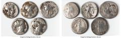 Ancients Ancient Lots ANCIENT LOTS. Greek. Pamphylia. Side. Ca. 3rd-2nd centuries BC. Lot of five (5) AR tetradrachms. Good-Fine, countermarks, scratches. Includes: Five Pamphylian AR tetradrachms, va