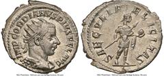 Ancients Roman Imperial Gordian III (AD 238-244). AR antoninianus (23mm, 4.80 gm, 5h). NGC Choice AU 5/5 - 3/5. Antioch, ca. 242-244. IMP GORDIANVS PIVS FEL AVG, radiate, draped, and cuirassed bust of