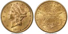 Liberty Double Eagles 1889-CC $20 MS61 PCGS. CAC. Variety 1-A. The Carson City Mint resumed coinage operations in 1889 and struck limited quantities of Morgan dollars and double eagles, but nothing el