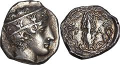 ELIS. Olympia. Ca. 400 BC. AR stater (11.81 gm). Struck for the 95th Olympiad. Hera mint. Head of Hera right wearing stephane ornamented with palmettes / F-A, flaming thunderbolt within olive wreath. 