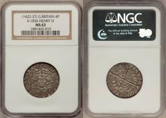 Henry VI, 1st Reign (1422-61), Groat ND, S1836, Incurved Pierced Cross mm (struck 1422-27), Annulet Issue, Calais mint, MS63 NGC, lustrous Choice UNC and a jewel of a coin, bold in strike, wonderful m