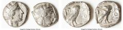 Ancients Ancient Lots ANCIENT LOTS. Greek. Attica. Athens. Ca. 440-404 BC. Lot of two (2) AR tetradrachms. VG-Fine, test cut. Includes: Two Athenian AR tetradrachms. SOLD AS IS, NO RETURNS. HID0540124