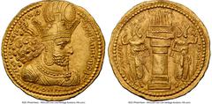 Ancients Oriental SASANIAN KINGDOM. Shahpur I (AD 240-272). AV dinar (22mm, 7.34 gm, 2h). NGC Choice AU 5/5 - 4/5. Mint I ("Ctesiphon"), Phase II, ca. AD 260-272. Draped bust of Shahpur I right, weari
