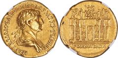 Ancients Roman Imperial Trajan (AD 98-117). AV aureus (19mm, 7.17 gm, 7h). NGC Choice VF 5/5 - 2/5, edge filing, brushed Rome, AD 112-113. IMP TRAIANO AVG GER DAC P M TR P COS VI P P, laureate, draped