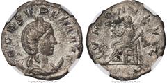 Ancients Roman Imperial Cornelia Supera (AD 253). AR antoninianus (20mm, 3.10 gm, 6h). NGC XF 5/5 - 2/5. Uncertain mint. COR SVPERA AVG, diademed, draped bust of Cornelia Supera right, on crescent, we