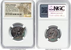 Ancients Greek IONIA. Ephesus. Ca. 4th century BC. AR tetradrachm (23mm, 14.36 gm, 1h). NGC VF 4/5 - 1/5. Ca. 340-325 BC, Olympichus, magistrate. E-Φ, bee with straight wings seen from above / OΛYNΠIX