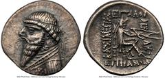 Ancients Greek PARTHIAN KINGDOM. Mithradates II (ca. 121-91 BC). AR drachm (20mm, 4.05 gm, 12h). NGC Choice XF 5/5 - 3/5. Rhagae or Ecbatana, ca. 109-96/5 BC. Diademed, draped bust of Mithradates II l