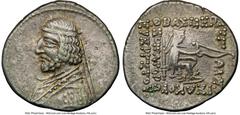 Ancients Greek PARTHIAN KINGDOM. Arsaces XVI (ca. 78-62/1 BC). AR drachm (20mm, 4.12 gm, 1h). NGC Choice VF 4/5 - 4/5. Diademed, draped bust of Arsaces XVI left, with beard and torque ending in sea-ho
