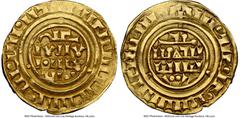 Crusader States Tripoli. Anonymous gold Dinar (Bezant) ND (1187-1260) MS63 NGC, A-720. 3.18gm. Third phase. Imitating a Dinar of Fatimid caliph al-Mustansir. A single example ranks higher at NCG for t
