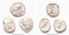 Ancients Ancient Lots ANCIENT LOTS. Greek. Attica. Athens. Ca. 440-404 BC. Lot of three (3) AR tetradrachms. VG-Fine, test cuts. Includes: Three Athenian AR tetradrachms. SOLD AS IS, NO RETURNS. HID05
