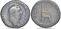 Ancients Roman Imperial Vitellius (19 April-20 December AD 69). AR denarius (18mm, 2.69 gm, 6h). NGC VG 4/5 - 4/5. Rome. A VITELLIVS GERM IMP AVG TR P, laureate head of Vitellius right / PONT-MAXIM, V