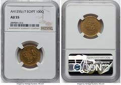Islamic Dynasties Ottoman Empire Ottoman Empire. Abdul Mejid gold 100 Qirsh AH 1255 Year 7 (1845/1846) AU55 NGC, Misr mint (in Egypt), KM235.2. From the Arabisc Collection HID05401242017 © 2024 Herita