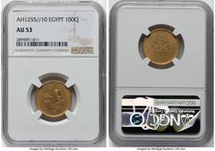 Islamic Dynasties Ottoman Empire Ottoman Empire. Abdul Mejid gold 100 Qirsh AH 1255 Year 10 (1848/1849) AU53 NGC, KM235.2. From the Arabisc Collection HID05401242017 © 2024 Heritage Auctions | All Rig