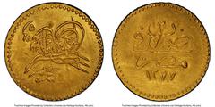 Islamic Dynasties Ottoman Empire Ottoman Empire. Abdul Aziz gold 5 Qirsh AH 1277 Year 3 (1862) UNC Details (Cleaned) PCGS, Misr mint, KM255. From the Arabisc Collection HID05401242017 © 2024 Heritage 