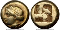 Ancients Greek IONIA. Phocaea. Ca. 477-388 BC. EL sixth-stater or hecte (10mm, 2.52 gm). NGC Fine 5/5 - 4/5. Head of young female left, wearing double taenia, hair confined by sphendone; inverted seal