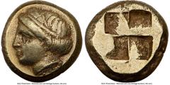 Ancients Greek Ancients IONIA. Phocaea. Ca. 477-388 BC. EL sixth-stater or hecte (10mm, 2.54 gm). NGC VF 4/5 - 3/5, brushed. Head of young female left, wearing double taenia, hair confined by sphendon