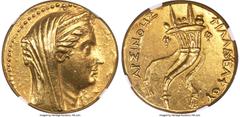 Ancients Greek PTOLEMAIC EGYPT. Arsinöe II Philadelphus (277-270/268 BC). AV mnaieion or octodrachm (27mm, 27.79 gm, 11h). NGC Choice AU 5/5 - 2/5, ex-jewelry. Posthumous issue, Alexandria, under Ptol