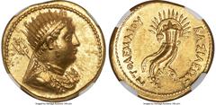 Ancients Greek PTOLEMAIC EGYPT. Ptolemy III Euergetes (246-222 BC). AV mnaieion or octodrachm (27mm, 27.85 gm, 1h). NGC MS S 5/5 - 4/5. Posthumous issue of Alexandria, under Ptolemy IV, ca. 219-217 BC