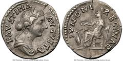 Ancients Roman Imperial Faustina Junior (AD 147-175/6). AR denarius (18mm, 5h). NGC Choice VF. Rome, AD 170-175/6. FAVSTINA-AVGVSTA, draped bust of Faustina Junior right, seen from front, wearing circ