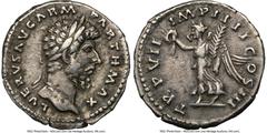 Ancients Roman Imperial Lucius Verus (AD 161-169). AR denarius (18mm, 12h). NGC Choice VF. Rome, AD 167. L VERVS AVG ARM PARTH MAX, laureate head of Lucius Verus right / TR P VII IMP IIII COS III, Vic