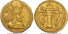 Ancients Oriental SASANIAN KINGDOM. Shahpur I (AD 240-272). AV dinar (21mm, 7.39 gm, 3h). NGC MS 5/5 - 4/5. Mint I ("Ctesiphon"), Phase II, ca. AD 260-272. Draped bust of Shahpur I right, wearing mura