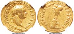 Ancients Roman Imperial Titus, as Augustus (AD 79-81). AV aureus (20mm, 7.10 gm, 6h). NGC Fine 5/5 - 2/5, bent, edge marks. Rome, AD 79. IMP TITVS CAES VESPASIAN AVG P M, laureate head of Titus right 