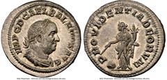 Ancients Roman Imperial Balbinus (April-July AD 238). AR denarius (20mm, 3.61 gm, 11h). NGC MS S 5/5 - 5/5, Fine Style. Rome. IMP C D CAEL BALBINVS AVG, laureate, draped, and cuirassed bust of Balbinu
