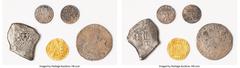World Lots 5-Piece Lot of Assorted "Akerendam" Shipwreck Issues, Includes (1) Utrecht gold Ducat 1724, (1) Mexico Philip V 8 Reales, (1) Netherlands 1/2 Ducaton, (2) Holland 1734 2 Stuivers. Salvaged 