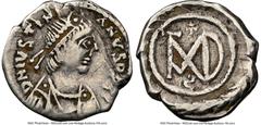Ancients Byzantine Ancients Justinian I the Great (AD 527-565). AR siliqua (14mm, 1.16 gm, 5h). NGC Choice Fine 5/5 - 2/5, scratches, brushed. Carthage, ca. AD 534/7-552. D N IVSTINI-ANVS P P AG, pear