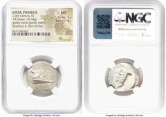 Ancients Greek LYCIA. Phaselis. Ca. 4th century BC. AR stater (24mm, 10.44 gm, 10h). NGC MS 5/5 - 4/5. Prow of galley right with fighting platform, gunwale decorated with eye / ΦAΣH, stern of galley t