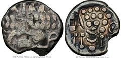 Ancients Celtic BRITAIN. Durotriges. Ca. 60-20 BC. AR stater (18mm, 3.88 gm, 4h). NGC VF 5/5 - 1/5, edge chip. Durotrigan E, Abstract (Cranborne Chase type). Devolved and Celticized head of Apollo rig
