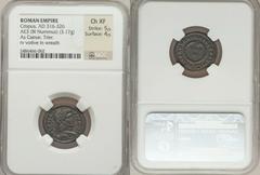 ROMAN IMPERIAL. Diocletian-Crispus Caesar (AD 284-326). Lot of four BI coins. Includes an Antioch follis of Diocletian, Genio Populi Romani type // an Aquileia-mint follis of Maxentius, Temple of Roma