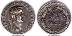 Ancients Roman Imperial Gaius (Caligula) (AD 37-41). AR denarius (18mm, 6h). ANACS XF 40. Rome, AD 41. C•CAESAR•AVG•PON•M•TR•POT•III•COS•III, laureate head of Caligula right / S•P•Q•R / P•P / OB•C•S, 