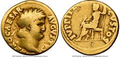 Ancients Roman Imperial Nero, as Augustus (AD 54-68). AV aureus (18mm, 6.90 gm, 6h). NGC VG 4/5 - 2/5, bankers marks, graffito. Rome, ca. AD 64-65. NERO CAESAR-AVGVSTVS, laureate head of Nero right / 