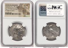 Ancients Greek SELEUCID KINGDOM. Antiochus VII Euergetes (Sidetes) (138-129 BC). AR tetradrachm (29mm, 13.95 gm, 12h). NGC Choice XF 5/5 - 3/5. Tyre, dated Seleucid Era 176 (137/6 BC). Diademed, drape