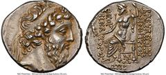 Ancients Greek SELEUCID KINGDOM. Demetrius II Nicator, Second Reign (129-125 BC). AR tetradrachm (28mm, 16.72 gm, 1h). NGC Choice XF 4/5 - 4/5, brushed. Damascus, dated Seleucid Era 184 (129/8 BC). Di