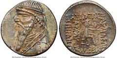 Ancients Greek PARTHIAN KINGDOM. Mithradates II (ca. 121-91 BC). AR drachm (18mm, 4.22 gm, 12h). NGC AU 5/5 - 5/5. Rhagae or Ecbatana, ca. 109-96/5 BC. Diademed, draped bust of Mithradates II left, wi