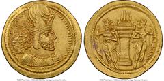 Ancients Oriental SASANIAN KINGDOM. Shahpur (Sabuhr) I the Great (AD 240-272). AV dinar (22mm, 7.23 gm, 4h). NGC Choice AU 5/5 - 4/5. Mint I ("Ctesiphon"), Phase 2, ca. AD 260-272. Bust of Shahpur I r