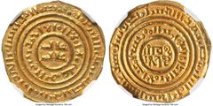 Crusader States Kingdom of Jerusalem Kingdom of Jerusalem. Baldwin III gold Dinar (Bezant) ND (1150-1260) MS64 NGC, Acre mint, A-730. 3.69gm. Imitating Fatimid Dinar of al-Amir from the Misr mint, wit