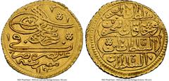 Islamic Dynasties Ottoman Empire Ottoman Empire. Mahmud I (AH 1143-1168 / AD 1730-1754) gold Zeri Mahbub AH 1143 (1731) MS61 NGC, Misr mint (in Egypt), KM88, Fr-29. Variety with grape between arrows t