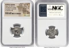 Ancients Roman Imperial Geta, as Caesar (AD 209-211). AR denarius (18mm, 2.82 gm, 11h). NGC Choice VF 4/5 - 4/5, flan flaw. Laodicea, AD 198-200. L SEPTIMIVS GETA CAES, bare headed, draped bust of you