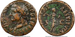 Ancients Roman Imperial Vitellius (16 April-22 December AD 69). AE as (27mm, 5h). NGC Choice Fine. Spain, late April-20 December AD 69. A VITELLIVS-IMP GERMAN, laureate head of Vitellius left, globe a