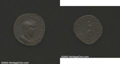 Balbinus, A.D. 238. AE sestertius. Laureate, cuirassed and draped bust right of Balbinus/Concordia seated left holding patera and cornucopiae (double cornucopiae). RIC 22, C. 4. VF, light porosity acc