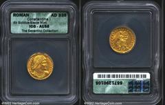 Constantine I, the Great, A.D. 307-337. AV solidus as Augustus minted at Siscia, A.D. 335. Diademed, cuirassed and draped bust right of Constantine I/Victory seated right holding inscribed shield. 4.4