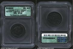 Constantine I, the Great, A.D. 307-337. AE follis minted as Caesar, A.D. 307, at Lugdunum. Laureate, cuirassed and draped bust right of Constantine I/Genius standing left holding cornucopiae and pater