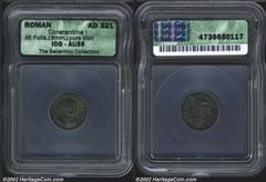 Constantine I, the Great, A.D. 307-337. Two AEs, one an AE 3 (reduced-size follis) minted at Lugdunum with altar reverse, AU55 ICG, plus a posthumous AE 4 minted at Antioch, quadriga reverse, EF40 ICG