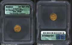 Anthemius, A.D. 467-472. AV tremissis minted at Rome. Diademed and cuirassed bust right of Anthemius/Cross within wreath. 1.41 g. RIC 2848 [as R3], Lacam 126. VF25 ICG. Minted at the close of the West