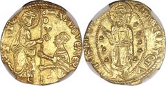 Chios. Antonio Veniers gold Ducat ND (1382-1400), Fr-2c, MS63 NGC, fully struck and attractive with lustrous surfaces, the ruler's name is exceptionally bold. Venetian coinage for this tiny Mediterran