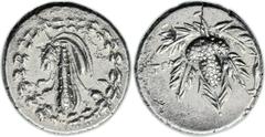 LYDIA. Tralles. Before 133 BC. AR cistophoric didrachm (21mm, 6.06 gm, 12h). Club of Heracles draped with skin of Nemean lion, all within ivy wreath / Bunch of grapes on branch, with leaves to either 