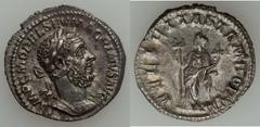 Macrinus (AD 217-218). AR denarius (3.25 gm). Rome. Laureate and cuirassed bust right / Felicitas standing right, holding caduceus and cornucopia. RIC 60. Toned. Extremely Fine. From the Mayflower Col